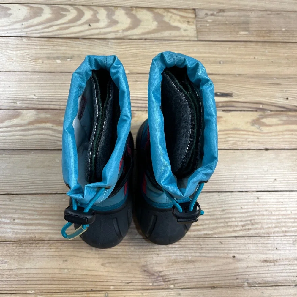 Sorel Toddler Flurry Snow Boots Teal Pink Black NV1885-477 Size 6 winter warm